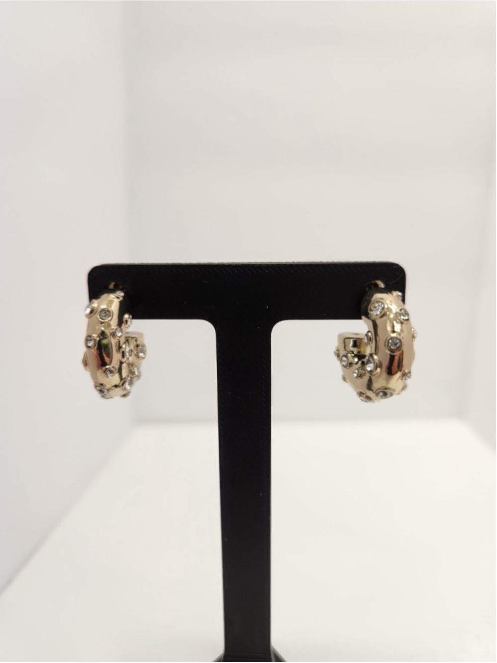 ON·34TH Gold Hoop Earrings with Clear Stones